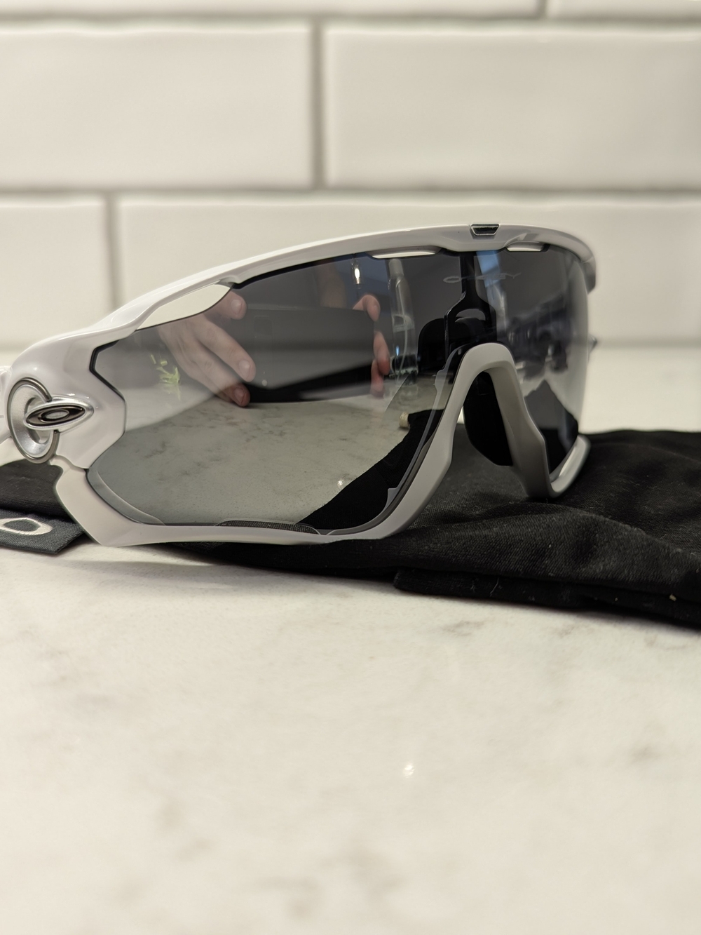 Oakley Custom Jawbreaker White  Sunglasses - Chrome Iridium Lens